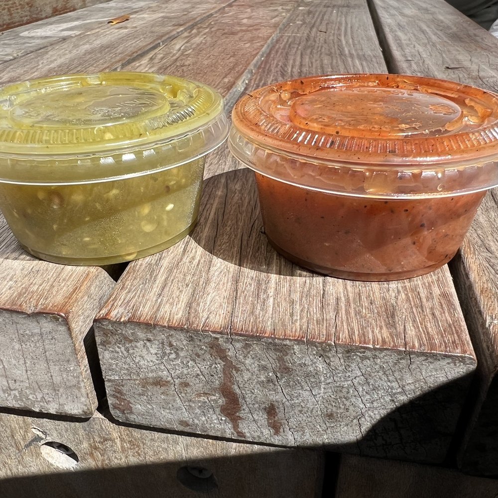 Holy Guacamole - Salsa green is spicy red is mild and roasted - Mexican Near Me - Santa Monica, California