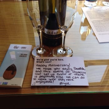 Hotel Max - Complimentary prosecco and chocolate from Bryce for our anniversary. So sweet! - Hotels Near Me - Seattle, Washington Hotel Max - Complimentary prosecco and chocolate from Bryce for our anniversary. So sweet! - Hotels Near Me - Seattle, Washington