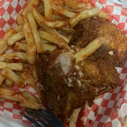 Dry chicken horrible french fries sloppy Dry chicken horrible french fries sloppy