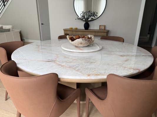 Luxury Quartzite kitchen Countertops - Custom quartzite countertop fabrication and installation featuring a beautiful waterfall island. Precision fabrication, professional installation, and attention to every detail. We specialize in quartzite, quartz, granite, and marble countertops. Contact DRE Home Remodeling for a free estimate.