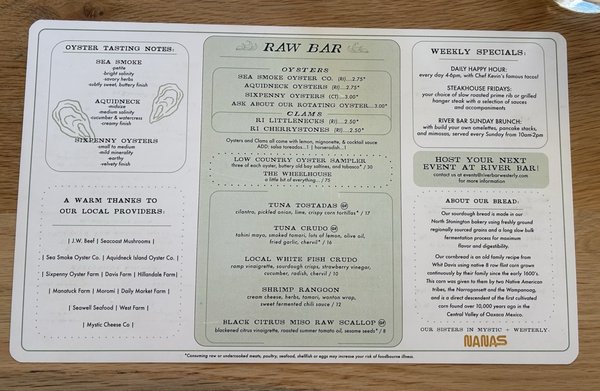 Menu photo 1 River Bar Westerly, RI Menu photo 1 River Bar Westerly, RI