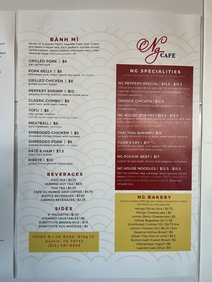 Menu photo 4 NG Cafe Austin, TX
