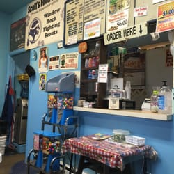 Scott's Food Stand - The counter and menu.