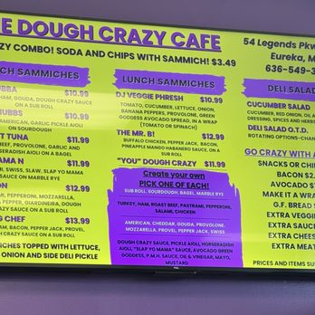 The Dough Crazy Cafe - Menu Board Sept 2025 - Sandwiches Near Me - Eureka, Missouri