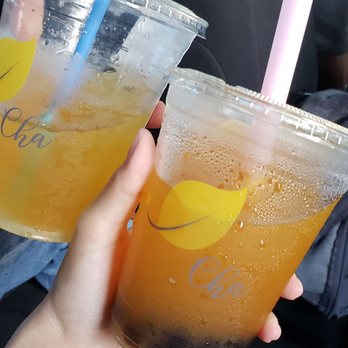 Cha For Tea - Peach mint refresher and mango green tea with boba - Coffee & Tea Near Me - Irvine, California Cha For Tea - Peach mint refresher and mango green tea with boba - Coffee & Tea Near Me - Irvine, California