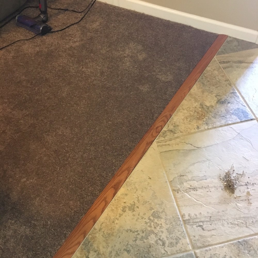 Wakefield Flooring - Carpet installed with transition strip that wasn't cooperating but they got it right! And they cleaned up afterward. - Flooring Near Me - Wake Forest, North Carolina Wakefield Flooring - Carpet installed with transition strip that wasn't cooperating but they got it right! And they cleaned up afterward. - Flooring Near Me - Wake Forest, North Carolina