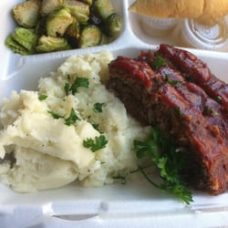 Incredible Johns - Meatloaf, roasted Brussel sprouts, mashed potatoes, gravy and a roll