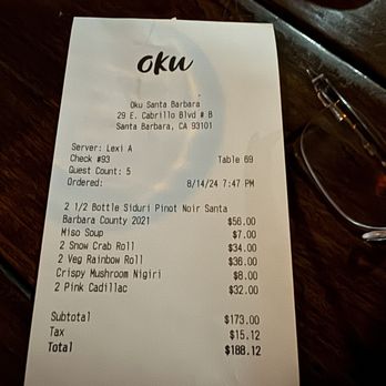 Oku - Sushi Bars Near Me - Santa Barbara, California