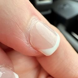 Sunset Spa Nails - Acrylic lifting where my hair is getting caught