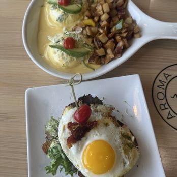 Aroma Cafe - Eggs benedict- and avocado toast with add an egg - Acai Bowls Near Me - Santaquin, Utah
