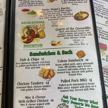 Nacho Average Brewpub - Menus - Brewpubs Near Me - Kilmarnock, Virginia