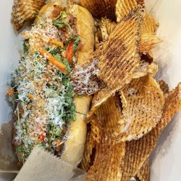 Shaved porchetta sandwich
