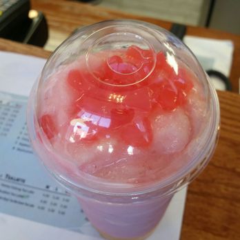 Gigi Tea Time - Strawberry Smoothie with strawberry HEART jelly & pinapple jelly at the bottom - Bubble Tea Near Me - Richmond, Virginia Gigi Tea Time - Strawberry Smoothie with strawberry HEART jelly & pinapple jelly at the bottom - Bubble Tea Near Me - Richmond, Virginia