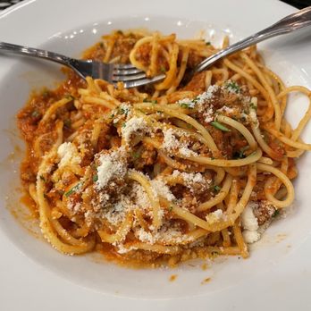 Osteria Grappolo - Bolognese with spaghetti noodles instead of the noodles it originally comes with - DELISH! - Italian Near Me - Solvang, California