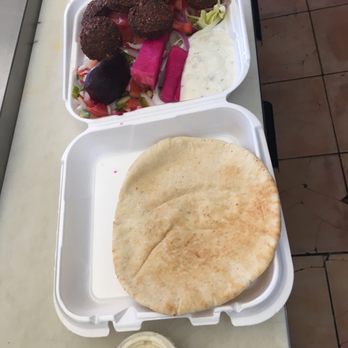 Aljibani Halal Market - Falafel combo meal with turnips; cucumber salad; cucumber yogurt; garlic sauce with pita bread - Grocery Near Me - Diamond Bar, California