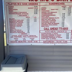 Mo-Mo's Bar-B-Q - Menu