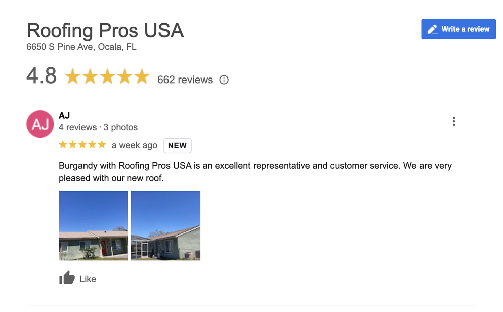 Slide of Roofing Pros USA