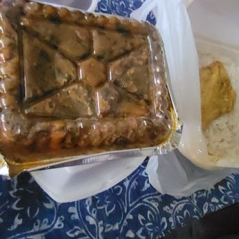 Au-Bon-Gout Restaurant - Legume, diri blanc (white rice). Not pictured- black sos pwa - Haitian Near Me - Pompano Beach, Florida
