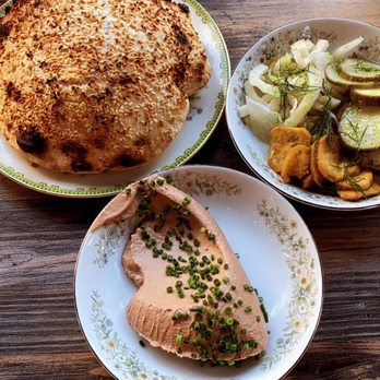 Pomp and Circumstance - Duck liver mousse, pickled veg, and pita. - Italian Near Me - Brooklyn, New York Pomp and Circumstance - Duck liver mousse, pickled veg, and pita. - Italian Near Me - Brooklyn, New York