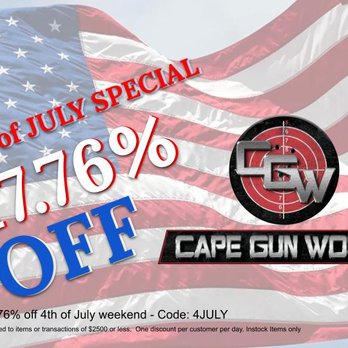 Cape Gun Works - #4thofjuly special. Take 17.76% off with code: 4JULY
Starting Saturday - Guns & Ammo Near Me - Hyannis, Massachusetts Cape Gun Works - #4thofjuly special. Take 17.76% off with code: 4JULY
Starting Saturday - Guns & Ammo Near Me - Hyannis, Massachusetts