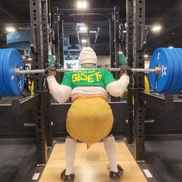 My squat rack model showing me a demo.