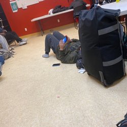 400 McGuinness Shelter - Homeless Shelter - TV, psp, floor, bag , homeless