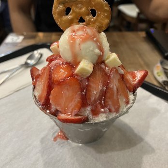 Passion8 Dessert Cafe - Strawberry Blossom (small) Freshly sliced strawberries with ice cream and homemade cheesecake with sauce on snow-shaved ice. - Desserts Near Me - Vancouver, British Columbia Passion8 Dessert Cafe - Strawberry Blossom (small) Freshly sliced strawberries with ice cream and homemade cheesecake with sauce on snow-shaved ice. - Desserts Near Me - Vancouver, British Columbia