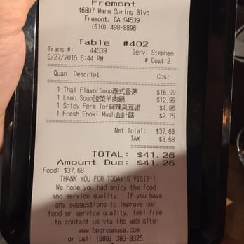 Boiling Point - Our bill. - Hot Pot Near Me - Fremont, California Boiling Point - Our bill. - Hot Pot Near Me - Fremont, California