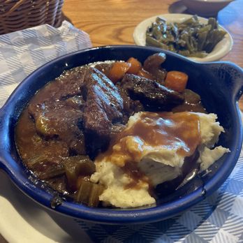Cracker Barrel Old Country Store - Pot roast carrots gravy , country green beans , and mashed potato's - Southern Near Me - Foley, Alabama
