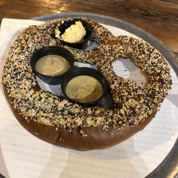 Masthead Brewing - Huge pretzel but super salty. The pimento cheese and stadium mustard were the better dipping sauces. - Breweries Near Me - Cleveland, Ohio