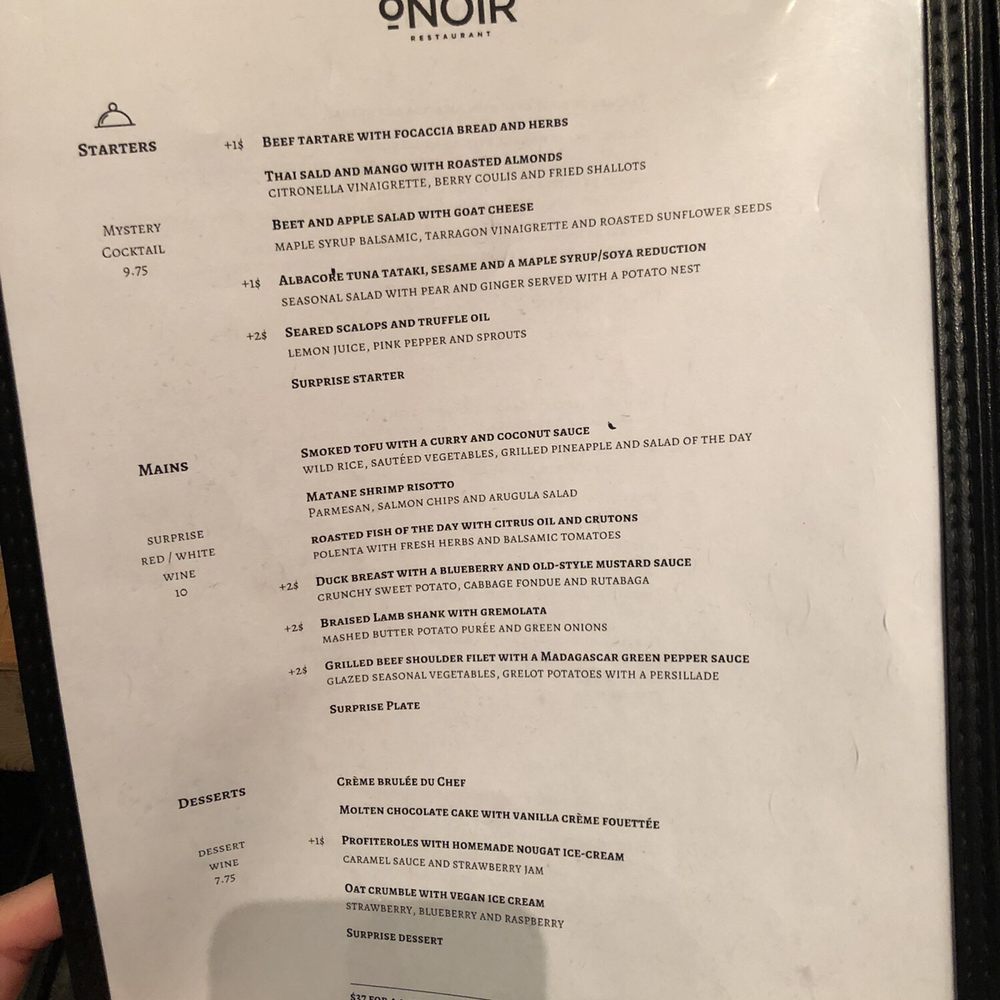 Onoir - Dinner menu - Seafood Near Me - Montreal, Quebec Onoir - Dinner menu - Seafood Near Me - Montreal, Quebec