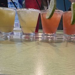Margarita flight (1 pineapple coconut, 1 regular, 2 strawberry)