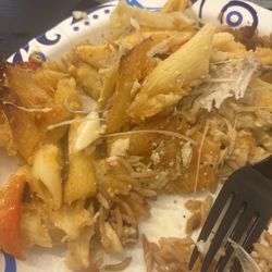 Taste like plastic not edible gross we brought food for our family gathering the portions were child size smh at lest the rice was okay