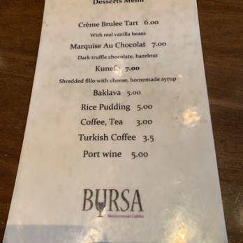 Bursa - Dessert menu taken on 11/18/2022 - Middle Eastern Near Me - San Francisco, California Bursa - Dessert menu taken on 11/18/2022 - Middle Eastern Near Me - San Francisco, California