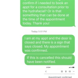 Dermaculture Skin Spa - Messages between the owner