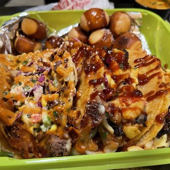 D A Taste - Brisket with mac tacos and pretzel bites with queso - Tacos Near Me - Buffalo, New York