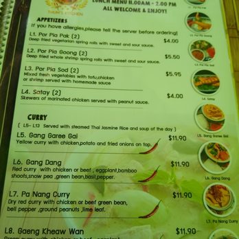 Thum’s Kitchen Thai Cuisine - Lunch menu - Thai Near Me - Cornwall, Ontario