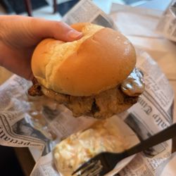 Station13 - Mushroom and Swiss burger with coleslaw