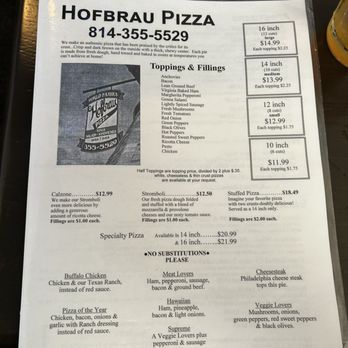 Hofbrau - Menu - Pizza Near Me - Bellefonte, Pennsylvania