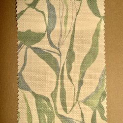 Classic Design - Fabric used for custom draperies with blue banding.
