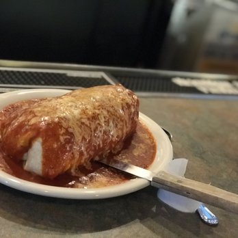 Wet Jumbo Burrito with red sauce