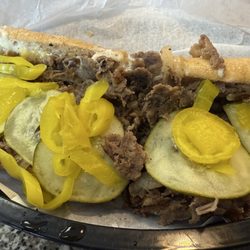 Lennys Grill & Subs - Philly Cheesesteak Sub w/pickles and peppers