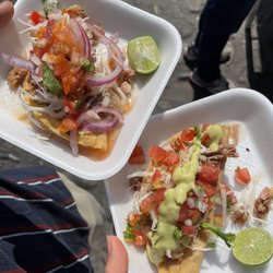 Carnitas Don Gil - "El Dorado taco con papas y carnitas" - crispy fried taco with potato inside and carnitas on top