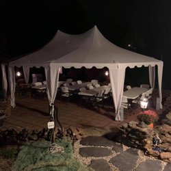 UnderCover Tents-N-Tables - If you have the space, we bring the place! 21x29 Decagon Tent with 4x8 Tables.