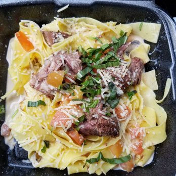 District 7 Grill - The pic doesnt do it justice cause its to go. This is was braised beef with pappardelle. Delicious!! - Burgers Near Me - Houston, Texas District 7 Grill - The pic doesnt do it justice cause its to go. This is was braised beef with pappardelle. Delicious!! - Burgers Near Me - Houston, Texas