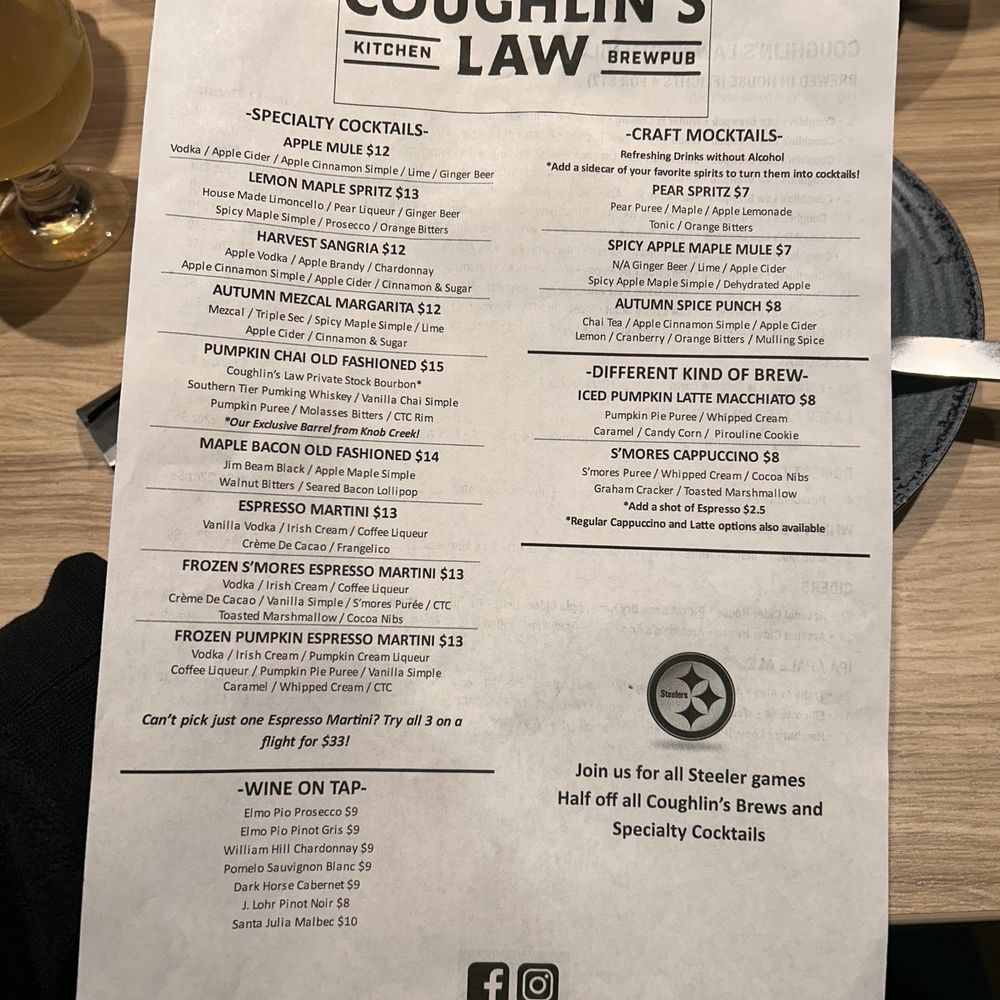 Coughlin's Law Kitchen & Brew Pub - American Near Me - Pittsburgh, Pennsylvania