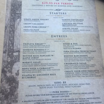 Sofrito New York - Read the statement at the bottom regarding gratuity and that it will be added to parties of 5 or more. This is not practiced - Latin American Near Me - New York, New York