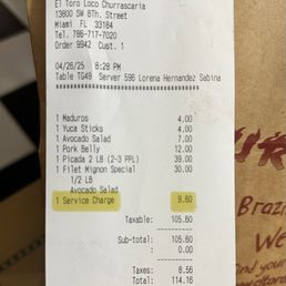 9% service charge on a pick up / to go order. Ridiculous 9% service charge on a pick up / to go order. Ridiculous