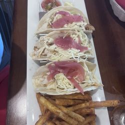 Fish tacos! Just Mehh very little fish and again seasoned very poorly!