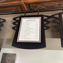 Sandwich menu Sandwich menu
